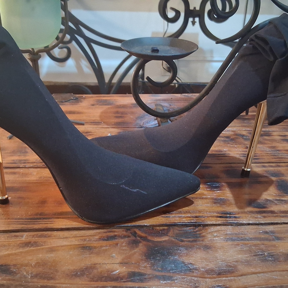 Fashion Nova Black and Gold Heels